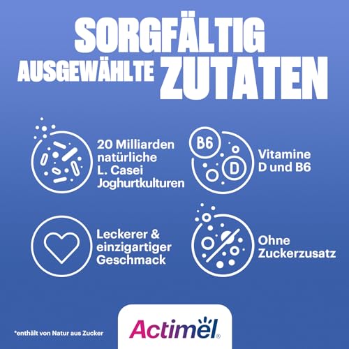 ACTIMEL Joghurt Drink Classic 0,1% fett 8x100g mit 20 Milliarden L. Casei Joghurtkulturen und den Vitaminen B6 und D, ohne Zuckerzusatz