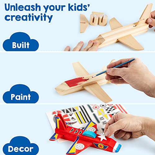 Klever Kits Build & Paint Your Own Wooden Airplane - DIY 3D Wood Craft Kit with 3 Airplane Toys, Arts and Crafts Projects for Kids Ages 6+, Easy To Assemble Birthday Party Gifts for Boys 6-12 Year Old - Thumbnail 2