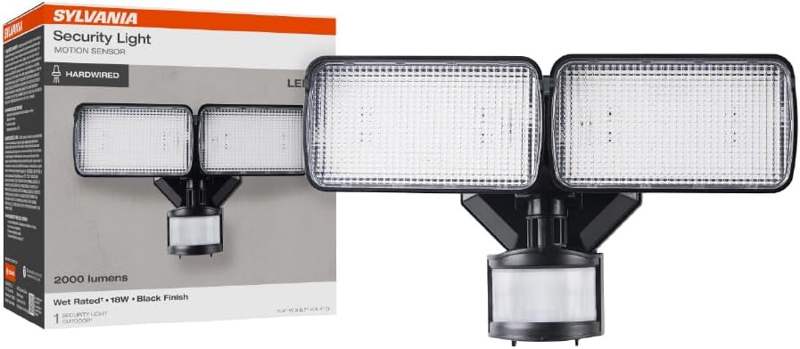 Sylvania 18W Security LED Light with Motion Sensor, Hardwired, 2000 LMS, Wet Rated, 5000K, Daylight - 1 Pack (66476)