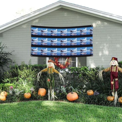 MINDBBDFJ America Warplane Ocean Print Banners And Signs For Outdoor/Indoor,Personalized Banner Customizable Parties Halloween Banner (180x90cm)3