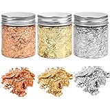 ❤Hohe Qualität: Die Folienflocken bestehen aus Gold-, Kupfer- und Aluminiumimitationen mit ausgezeichneter Qualität und Glanz, sind leicht, nicht leicht zu oxidieren und bieten einen glänzenden Struktureffekt.