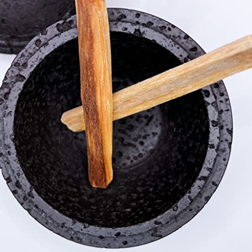 North Grey Travertine Stone Incense Holder, Cone- Stick- Smudge Pot- Incense Holder. Modern, Minimalist, Functional Sphere Décor (Matte Black) #TOP5