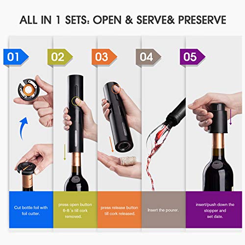 Mafiti Red Wine Accessories Gift Set - Electric Corkscrew with Foil Cutter, Wine Vacuum Stopper and Aerator Pourer for Special Occasions - Cosy Home Interiors Mafiti Red Wine Accessories Gift Set - Electric Corkscrew with Foil Cutter, Wine Vacuum Stopper and Aerator Pourer for Special Occasions - Image 4