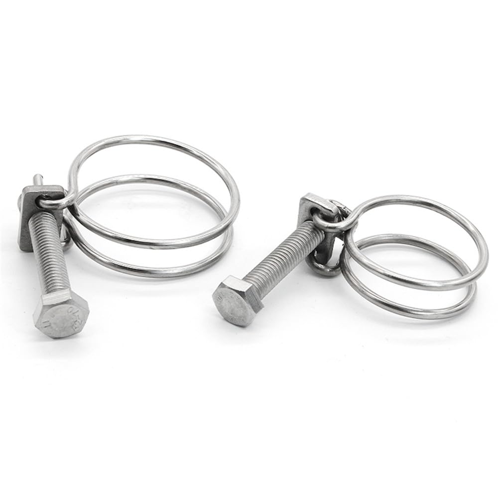 pezzo in acciaio inossidabile 304 a doppio filo per gola, fascetta per tubo flessibile, regolazione della clip che tiene il fissaggio dell'acqua, fascetta per tubo in gomma, ID 16-100 mm, ID 40,45 mm
