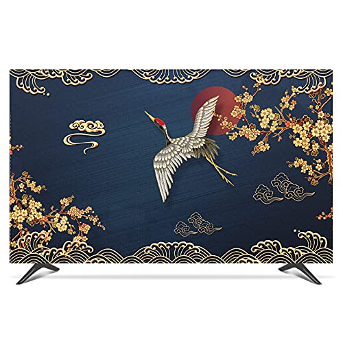 Generico Custodia Protettiva TV Impermeabile 19 "- 80" 22 pollici da 75 schermo TV PC copertura decorativa cappa tenda paesaggio gru verde blu(Blue,65 inch)