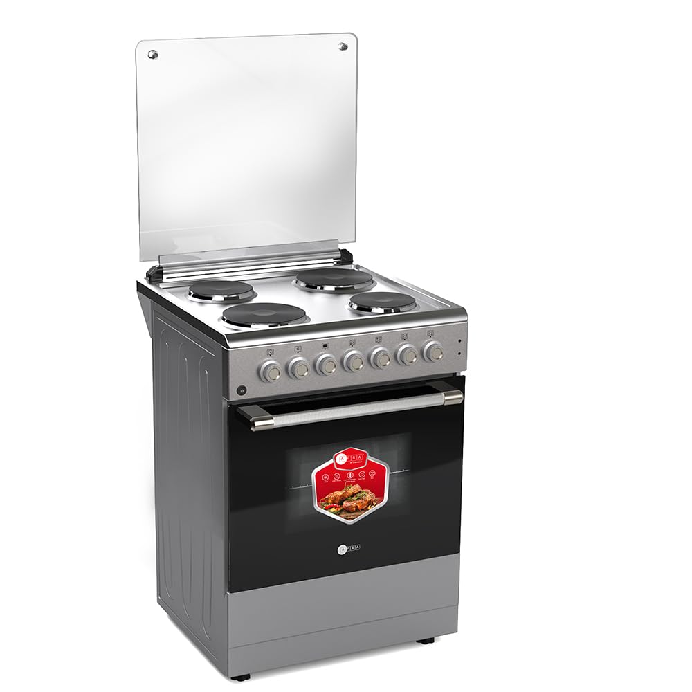 AFRAFree Standing Cooking Range, 60x60, Electric Burners, Stainless Steel, Compact, Adjustable Legs, Temperature Control, Mechanical Timer, AF-6060CRHP, 2 years warranty.