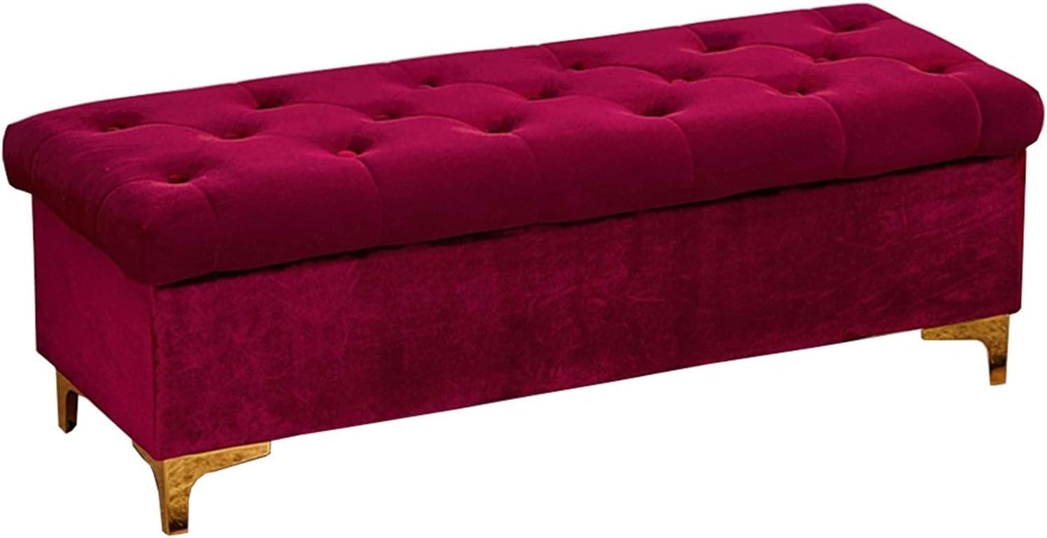 Pouf tabouret coffre avec assise rembourrée et grande capacité