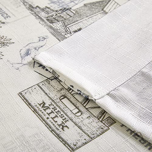 Estmy Rustic Farmhouse Linen Kitchen Valances For Windows Living Room Bedroom Bathroom 18’’L X 52’’W Rod Pocket, Light Filtering Vintage Country Cottage Farm Valances Curtain Topper In Beige/Gray #TOP4
