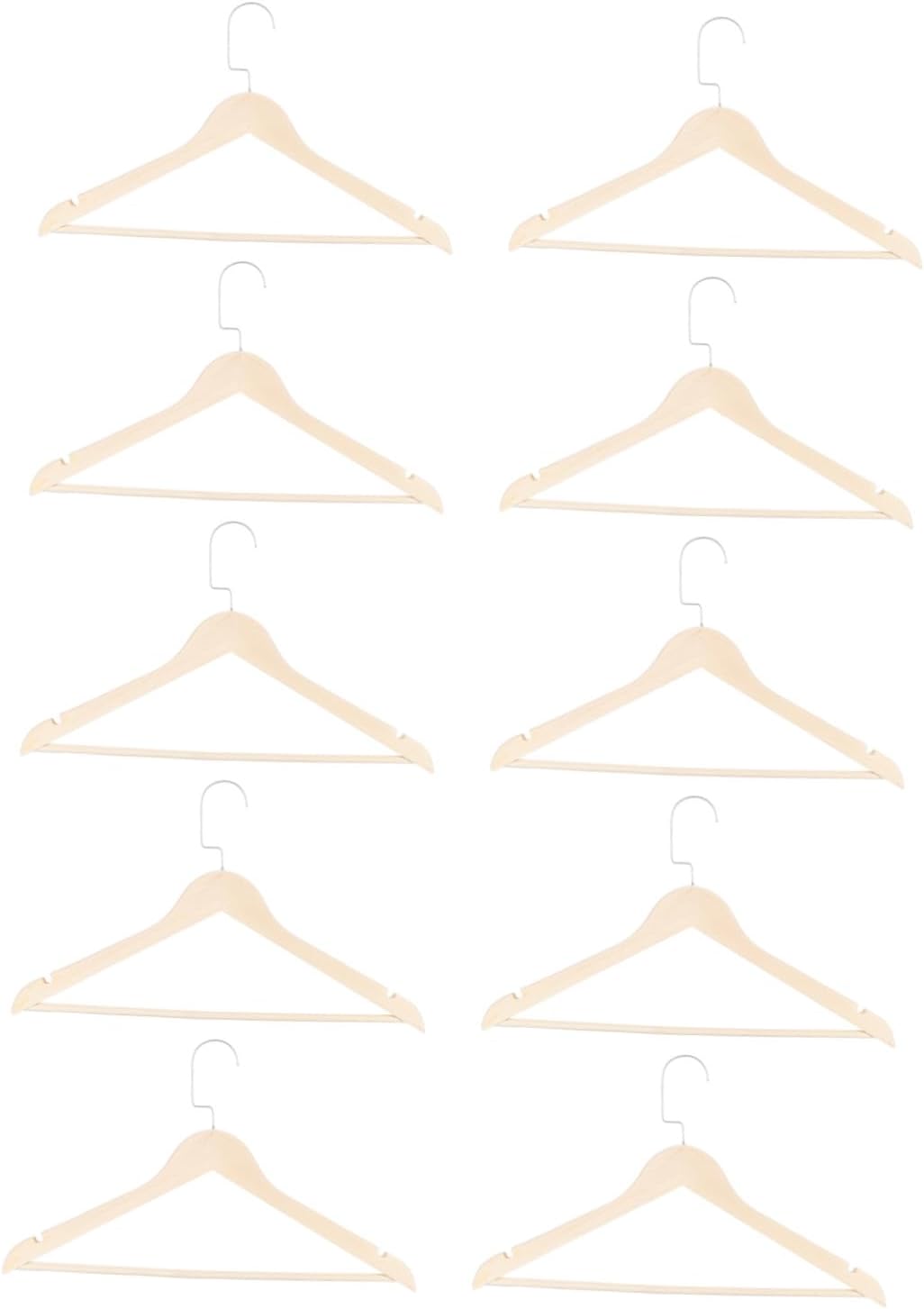 STOBAZA 10-Piece Non-Slip Wooden Clothes Hanger Set Heavy Duty Retro Design Smooth Finish Wardrobe Rack for Coats Suits and Pants for Closet Organization