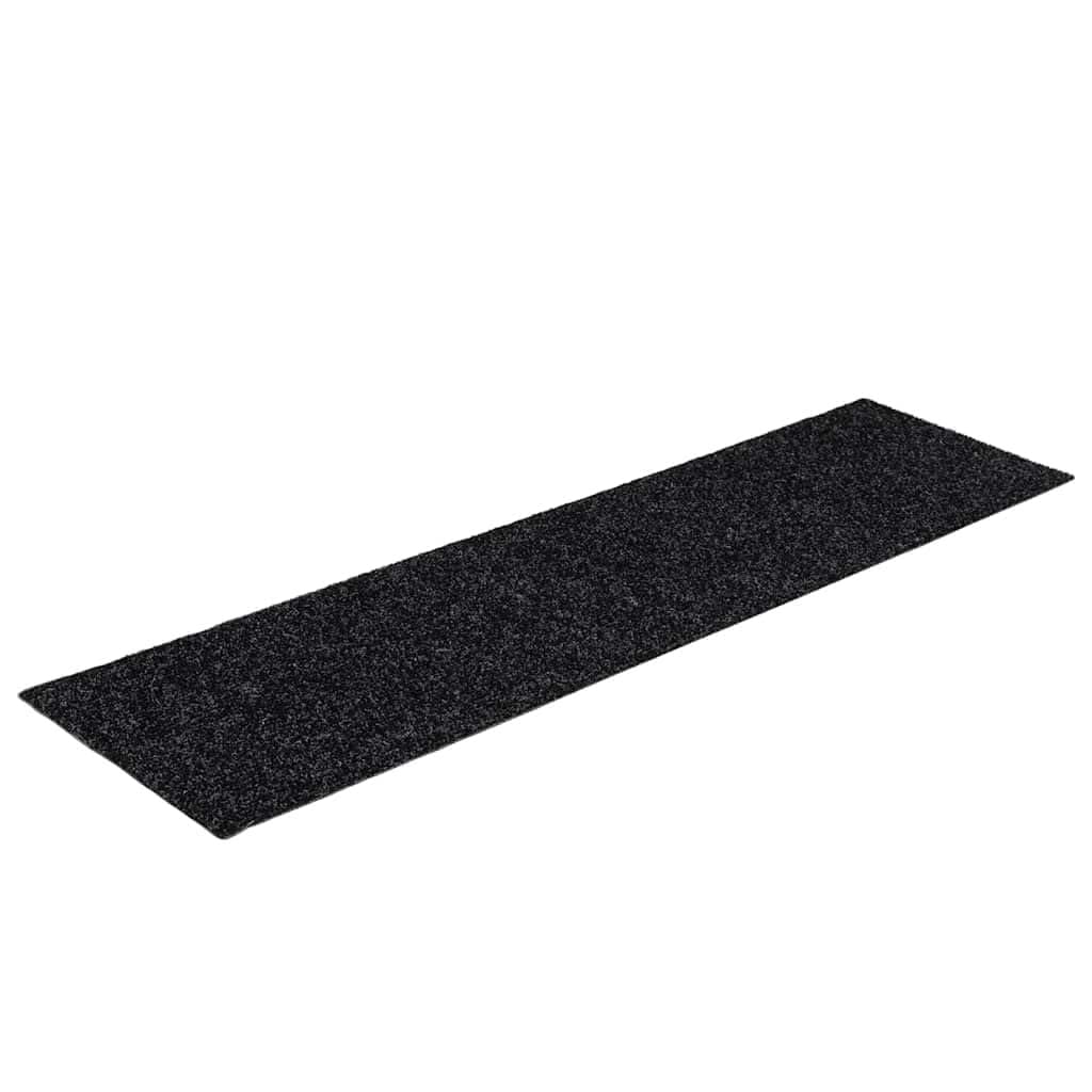 Tapis d'Escalier Autocollant 15 Pieces, 76 x 20 cm, Noir, Rectangulaire