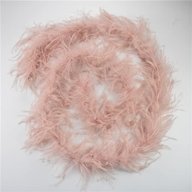 2Yards Leather Pink Marabou Ostrich Feather Boa Scarf Fringe Trim Turkey Feathers for Crafts Feathers Decoration Plumes Decor