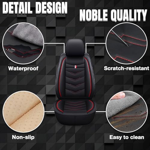Image of Car Seat Covers 7 Seats for Mitsubishi Outlander 2003-2026, Waterproof Durable Leather Vehicle Cushion Covers, Breathable Full Coverage Seat Protector(Standard,Black Red)