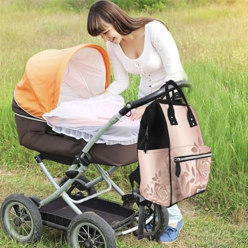 Sac à langer multifonction noir imprimé or rose grand format pour voyage - 6