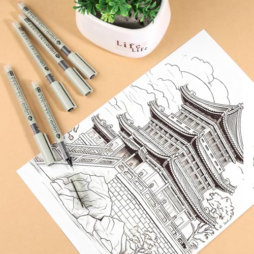 Nurila Kalligraphie Stifte, 6 Größen Schwarz Handlettering Stifte Kalligraphie Set, Calligraphy Pen Set Für Anfänger übung Lettering Unterschrift Schreiben Brush Pen Schwarz DIY-Kreation, Geschenke