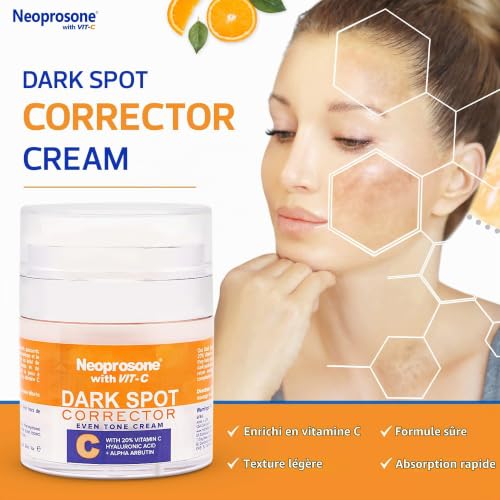 Neoprosone 20% Vitamin C Dark Spot Corrector Cream - 1 Fl oz / 30ml - Skin Brightening Gel Cream for Sun Spots, with Hyaluronic Acid, Vitamin E – vue 3