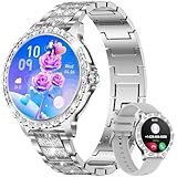 LIGE Smart Watch for Women(Answer/Make Calls),1.3' HD Diamonds Luxury Smartwatch for Android iPhone Phones,Fitness Trackers with 20+ Sport Modes/HR/IP68 Waterproof/SpO2/Sleep Monitor/Pedometer,Silver