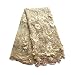 LaceQin 5 Yards 3D Swiss Yarn Lace Wedding African Lace Fabric French Royal Lace Fabric Silver White Yellow 4 Colors (Apricot)