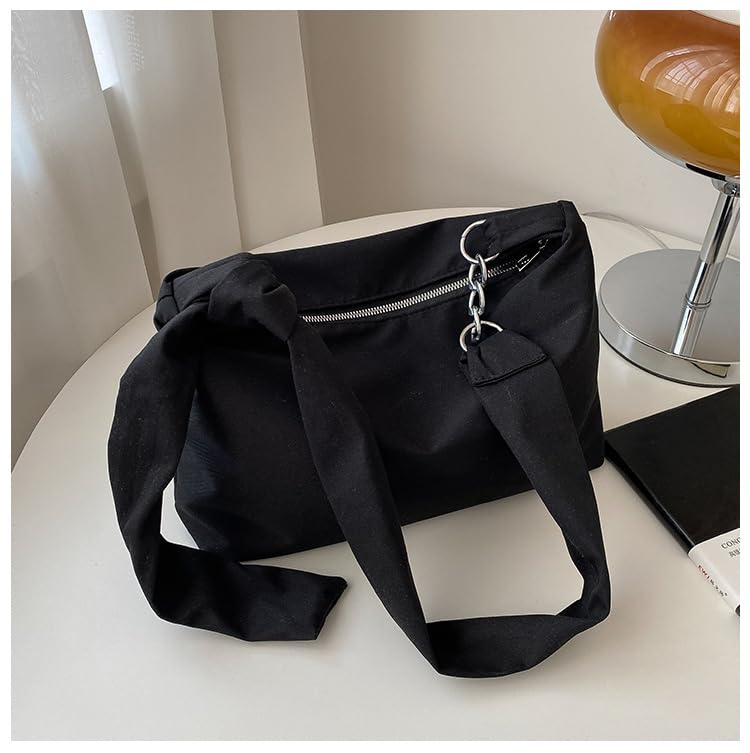 Bolsa de ombro casual, estilo descontraído com estrutura macia, bolsa minimalista para o dia a dia, Preto, 8 x 12 x 3 inches, Bolsa de ombro
