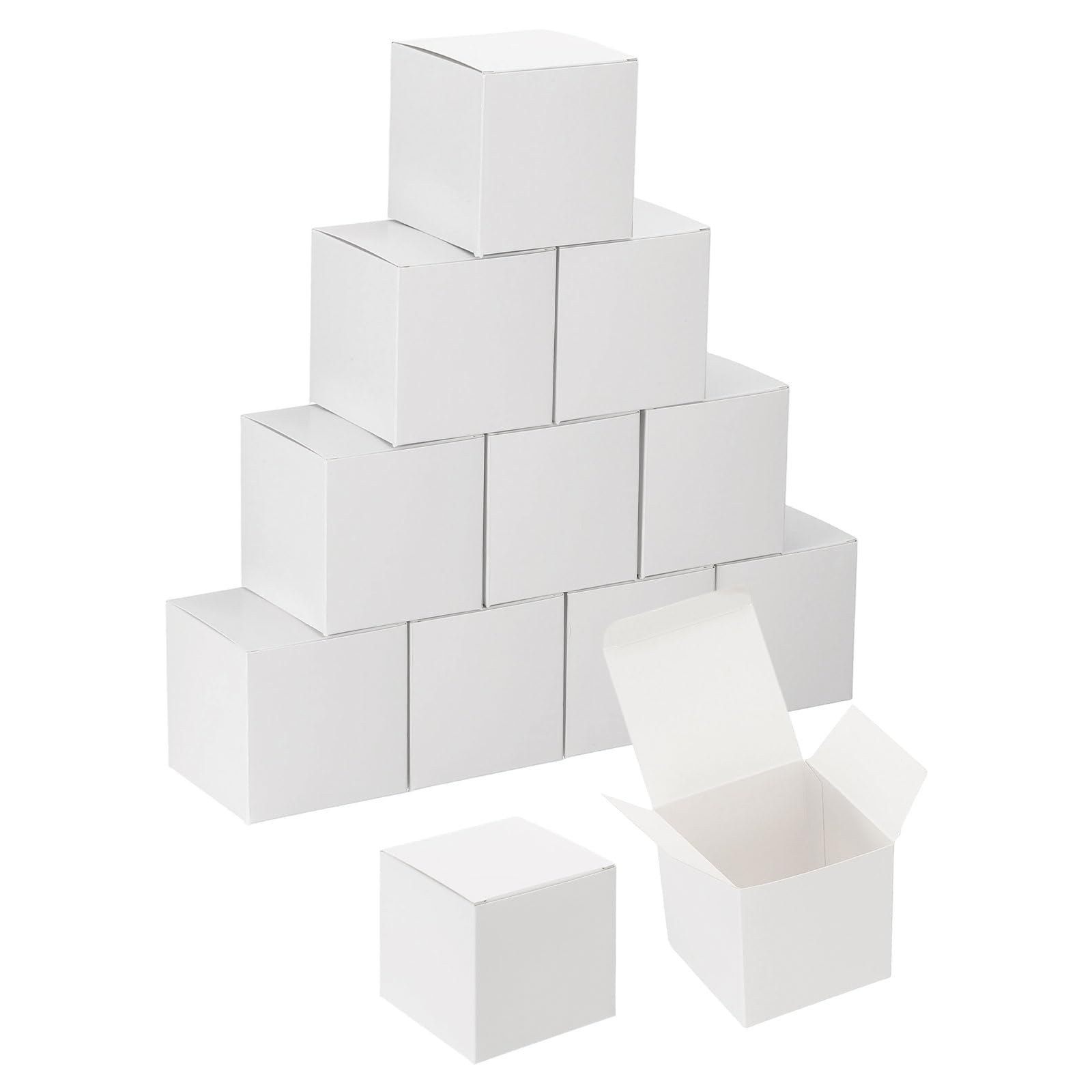 PATIKIL 2.4x2.4x2.4 Inch Mini Kraft Paper Storage Box, 10Pcs Small Square Paper Gift Package Mini Party Favor Boxes for Bridesmaids Weddings Christmas Holidays Birthdays, White