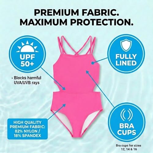 Image of Kanu Surf Girls' Beach Girl Sport Cut-Out One Piece Swimsuit