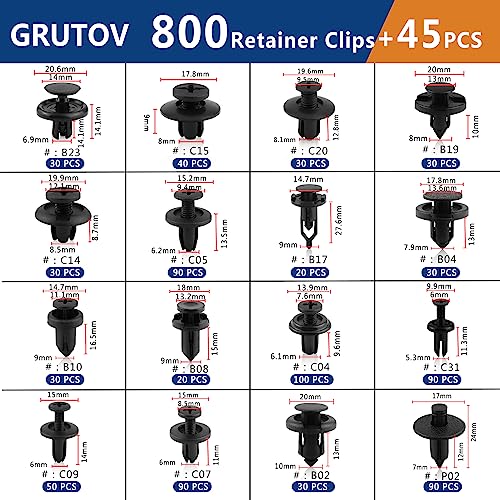 Image of Car Push Retainer Clips Automotive Screws Auto Body 845Pcs Fastener Push Pins Kit Set Panel Bumper Clips with 10 Cable Ties Fastener Remover for GM Ford Toyota Honda Chrysler Acura Blue