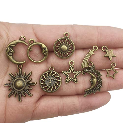 100G (About 80Pcs) Craft Supplies Celestial Collection Charms Pendants For Crafting, Jewelry Findings Making Accessory For Diy Necklace Bracelet (M081) #TOP3