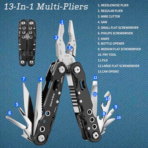 Multitool Gift Set for Men Dad Him, 3-in-1 EDC Survival Kit with 14 in1 Multi-Pliers, Pocket Knife & Tactical Pen | Premium Military-Grade Multi Tools for Camping, Car, Father’s Day, Dad Gifts - Image 5