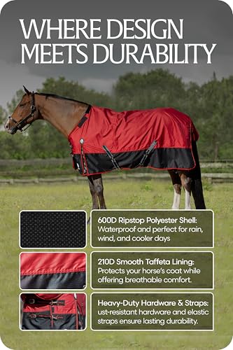 Image of Equinavia Norse Horse Blanket Waterproof, Dry, Lightweight Turnout Blanket | Breathable Turnout Horse Sheets for Real Horses for Wet Mild Weather Use, Durable, No Fill Rain Protection, Outdoor Coverage