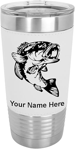 Vista 83 de LaserGram Vaso aislado al vacío de 20 onzas, pez bajo, grabado personalizado incluido (piel sintética, gris)