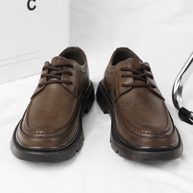 Men's Oxford Dress Shoes Genuine Leather Business Casual Waterproof Lightweight Comfortable Walking for Work Non-Slip Breathable with Cushion Adjustable Lace-Up4