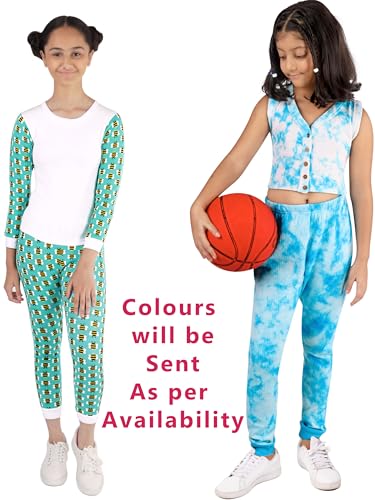 DChica Girls Thermal Set – Assorted Color Cut Sleeve Top & Bottom, Warm Winter Thermal Wear, Soft Fabric Clothing for Kids2