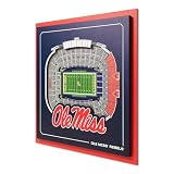 YouTheFan Officially-licensed NCAA Mississippi Rebels Stadium Series 3D Wall Art - multi-layer team stadium replica, detailed sports fan gift, indoor decor