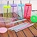 Paoren 16oz Acrylic Mason Jars Cups, 12 Pack Can shaped Plastic Cups with Lids and Straws, Iced Coffee Cup Cute Drinking Glass Unbreakable Tumbler for Whiskey, Soda, Iced Tea, Colored
