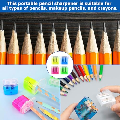 4 Stück Anspitzer Mit Behälter - Spitzer Mit Dose, Anspitzer Kinder, Doppelloch-Bleistiftspitzer Und Manueller Pencil Sharpener, Dosenspitzer Dicke Und Dünne Stifte, Für Schule Büro