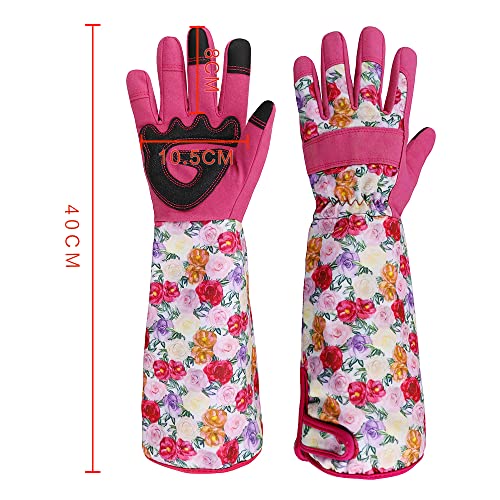 Olson Deepak Long Gardening Gloves For Women,Leather Garden Gloves,Rose Thorn Proof Protective Gloves For Yard, Prunting,Weeding, Ladies Gardening Gifts(Pink) #TOP7