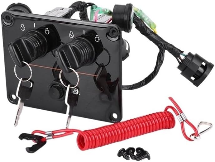 12V Outboard Dual Engine Key Switch Panel Assembly Compatible with Outboard 6K1-82570-08-00