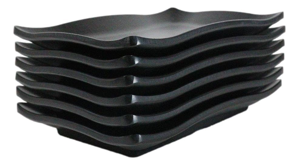 Set 6 Platos Rectangulares Melamina Negra 6.75 in miniatura 2