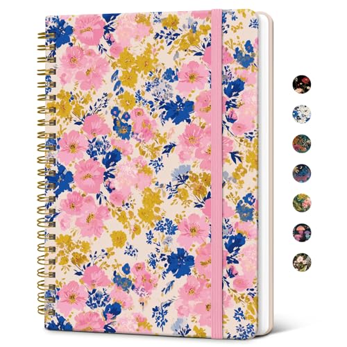 Image of Taja Spiral Lined Journal for Women, Pretty Hardcover Journal Notebook, A5