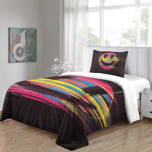 Housse de couette smiley 3D en microfibre 135x200 avec taie - 5