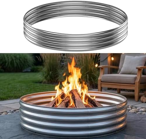 Fire Pit Ring for Outside Wood Burning, 60in Outdoor Fire Pit, He...