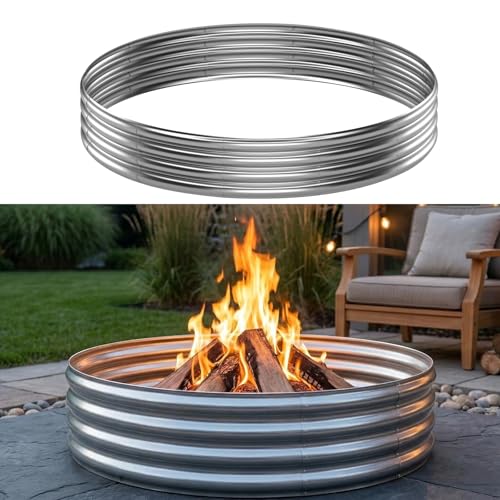 Fire Pit Ring for Outside Wood Burning 60in Outdoor Fire Pit Heavy Duty Steel Burn Pit for Backyard Camping Bonfire Modern Style Large Metal Fire Pit Ring
