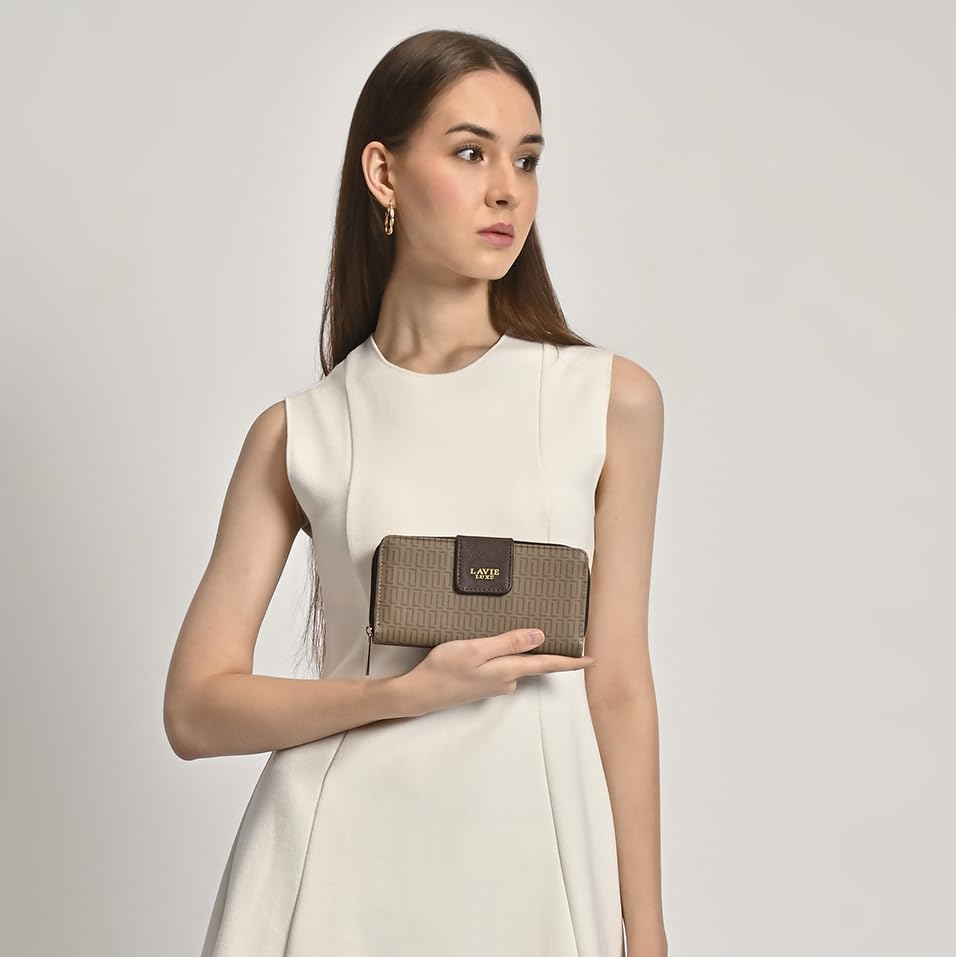 Image of Lavie Luxe Women's Mono Mia25 Bifold Zip Wallet |Gift For Ladies