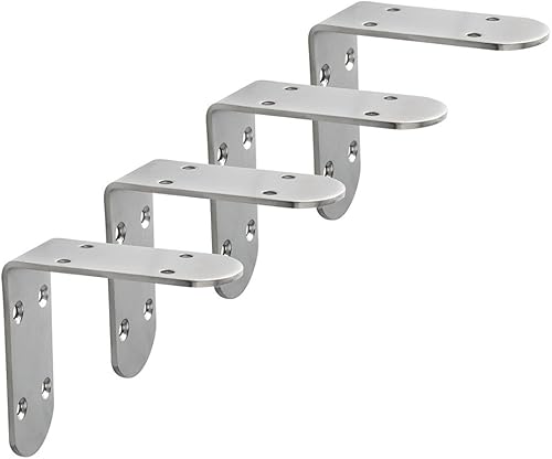 Miniatura 35 de Alise Soportes flotantes para estantes resistentes en forma de L, soportes de esquina de ángulo negro para estantes, soporte de estante reforzado