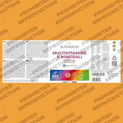 Bandini® Multivitamin | 365 High Strength Tablets (1 Year Supply) | Complex of 24 Vitamins and Minerals | Support Energy Metabolism and Immune Function | for Men and Women - Image 6