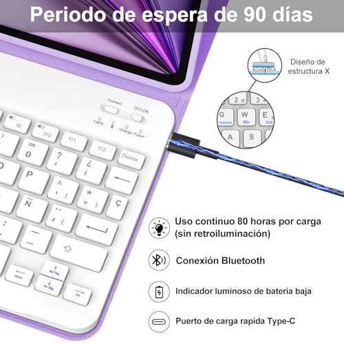 Teclado para iPad Air 11 M4 con Ñ Funda Bluetooth Desmontable 4