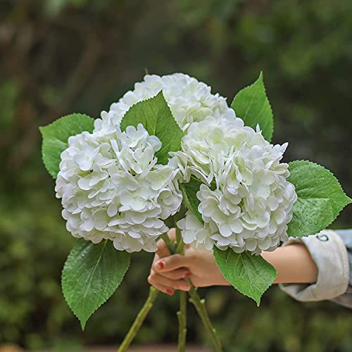 Yalzonemet 3 Pcs 21In White Artificial Hydrangea Flower Large Natural Lifelike Real Touch Hydrangea Flower Faux For Home Party Decor Outdoor Wedding Table Decoration #TOP2
