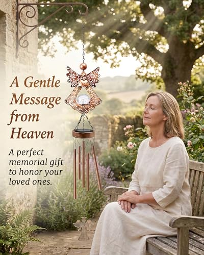 Supdeco Solar Angel Wind Chimes for Outside: Melodious Mother\'s Day Birthday Gifts for Mom Women Grandma Her Wife - Weatherproof Metal Outdoor Decor Easy Hanging for Garden Patio Tree Window Memorial