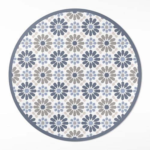 Tapis vinyle ø120 cm cuisine salon rond résistant à la rayure - 2