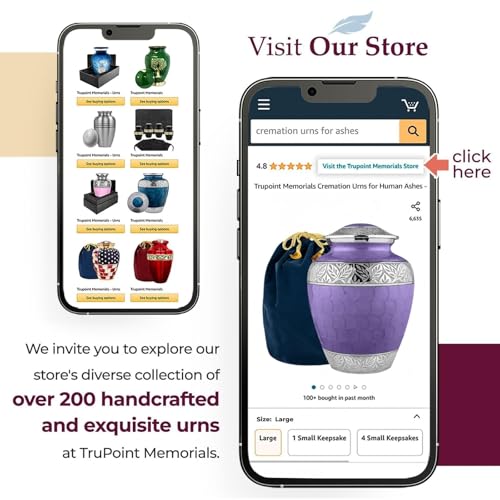 Image of Trupoint Memorials Cremation Urns for Human Ashes, Silver Lining Decorative Burial Urns for Male and Female, Funeral Memorial Urn for Women and Men - Purple, Adult (200LB)