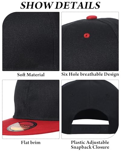 Image of 15 Pack Snapback Hats for Men Hip Hop Style Solid Baseball Hats Adjustable Snapback Cap Flat Brim Baseball Caps